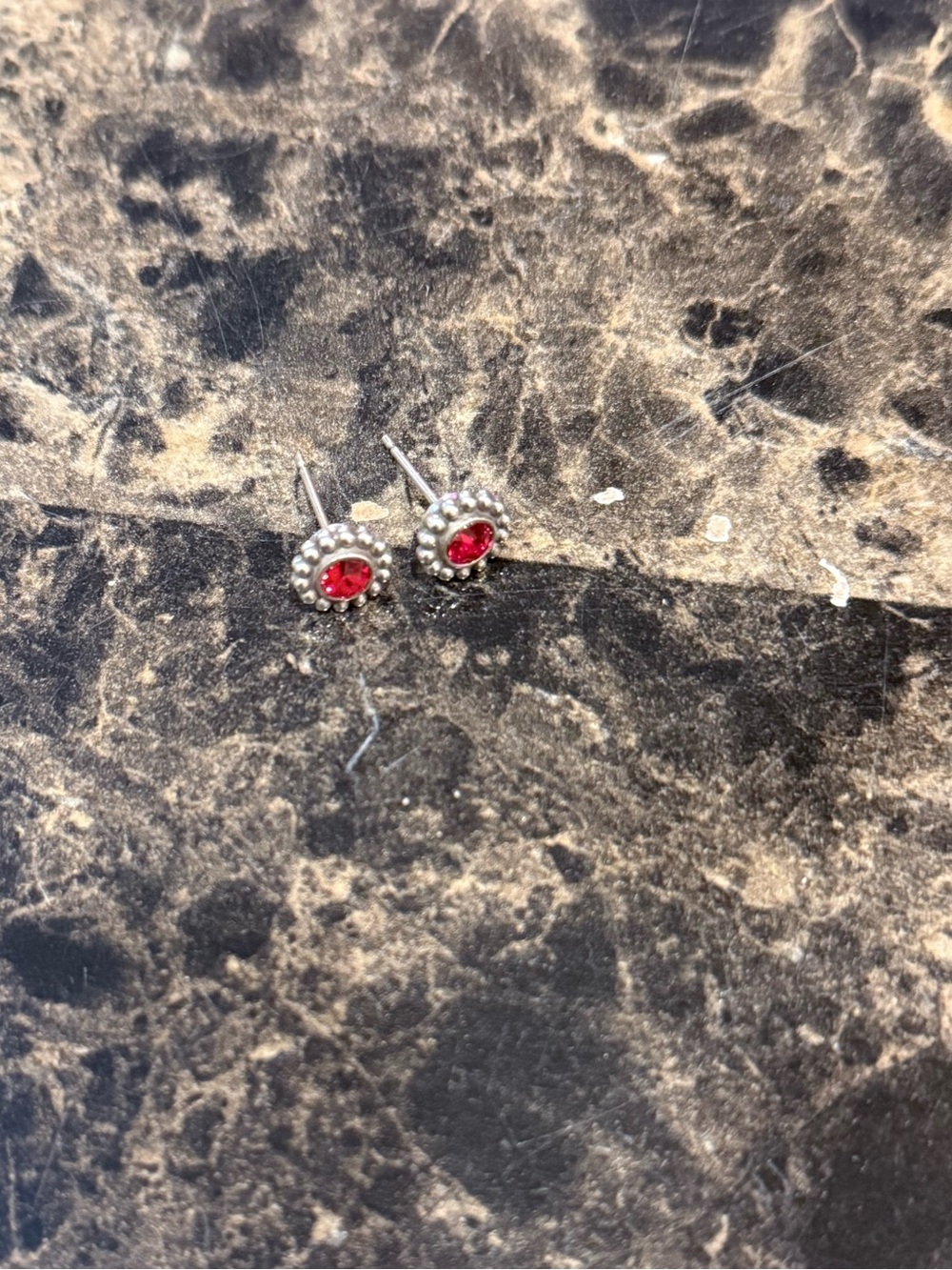 Brighton Twinkle Mini Post Garnet Red Crystal Silver Earrings - Picture 6 of 6